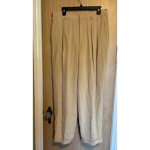 Vintage Ellen Tracy Silk Trousers Women's 16 Pleated Quiet Luxury Straight Leg
